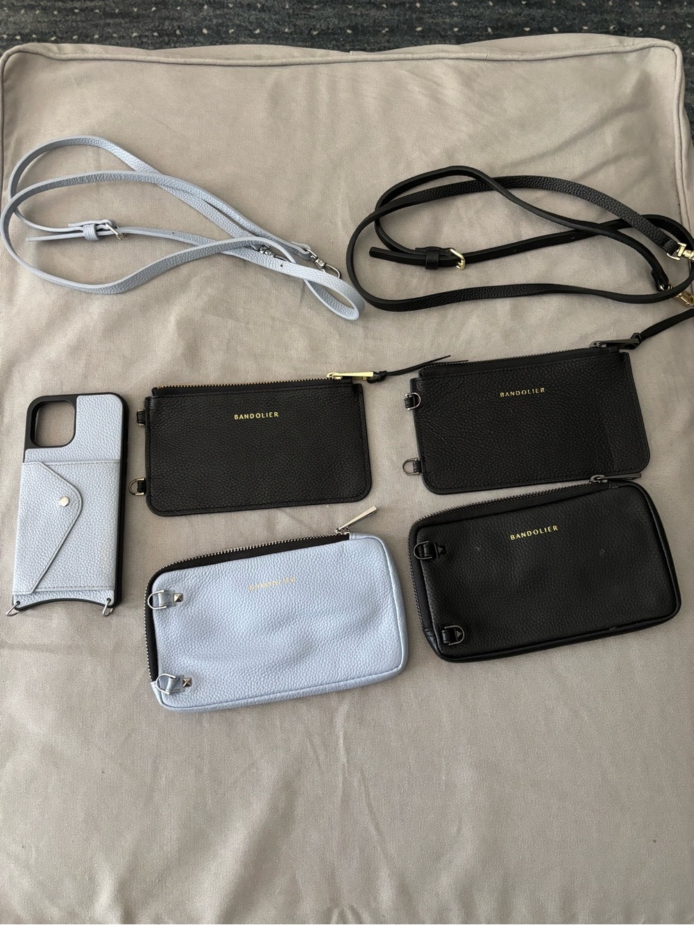 Bandolier Crossbody Phone Case & Pouch Set - Black & Light Blue